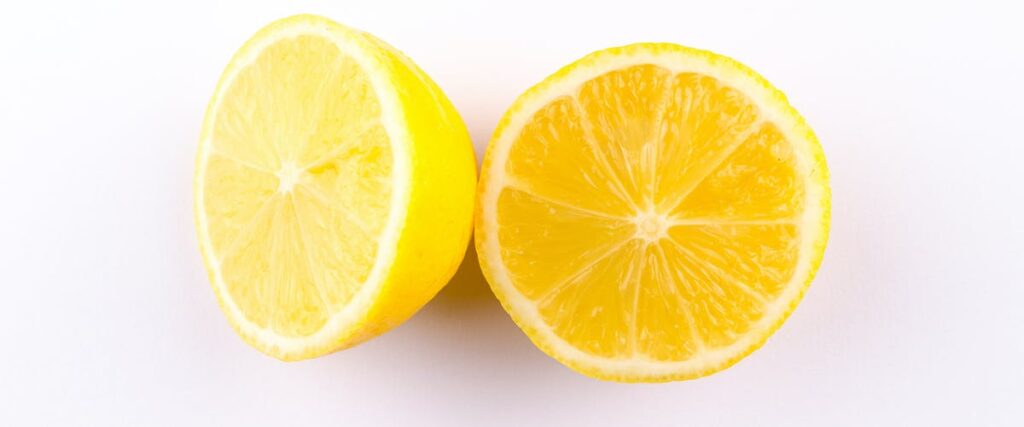 A lemon fruit cut into two
